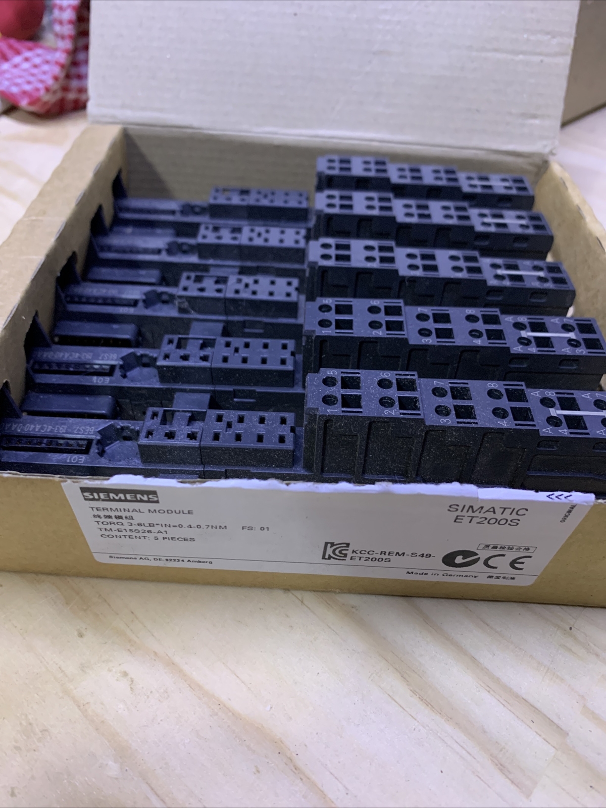 5 Pack 6ES7 193-4CA40-0AA0 Siemens Simatic ET200S Terminal Blocks