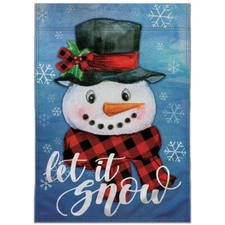 Let It Snow Snowman 12x18in Double-Sided Garden Flag Christmas Yard Home Decor