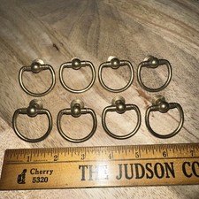 Old Screw In Cabinet Door Drawer Pulls Brass or Metal 8 Total! Vintage Ring Pull