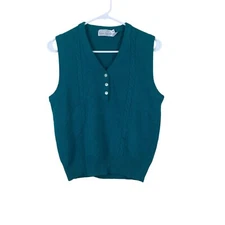 Vintage Robert Scott Ltd. Teal Lambswool and Angora Sweater Vest - Size Medium