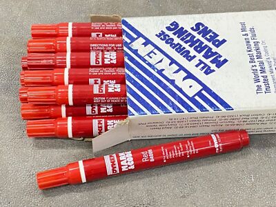 12PK New Dykem #84006 Brite Mark Medium Tip RED (M-6) Industrial Paint Markers