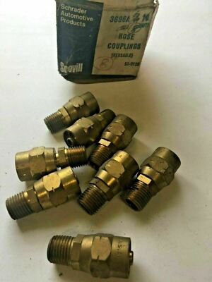 8 Schrader Brass Hose Repair Couplings, NOS #3696A -  - M36