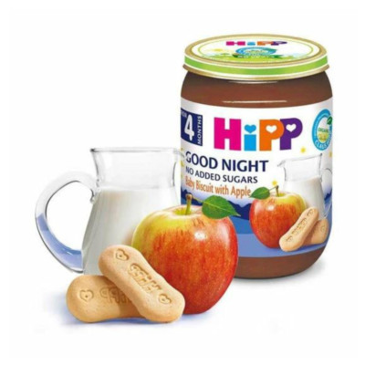 HiPP Good Night Baby Biscuit with Apple Good Night Puree Jar