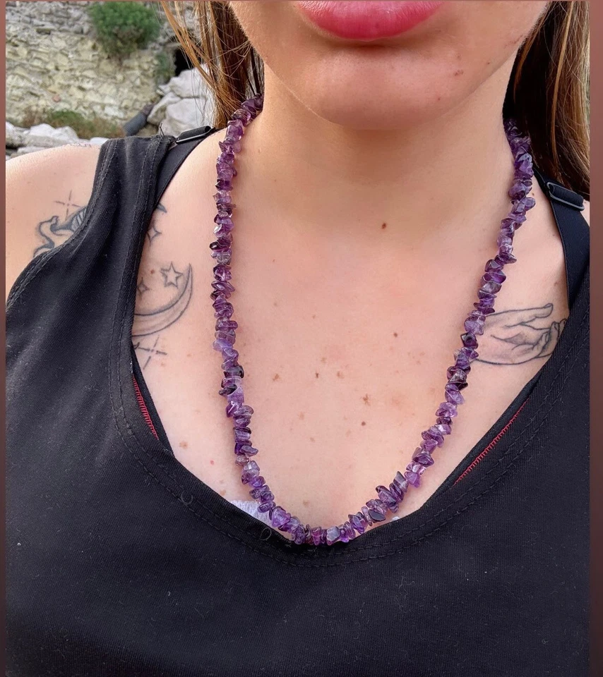 Collana in argento 925 con pietre di diverse forma ametista viola. - Immagine 2 di 2