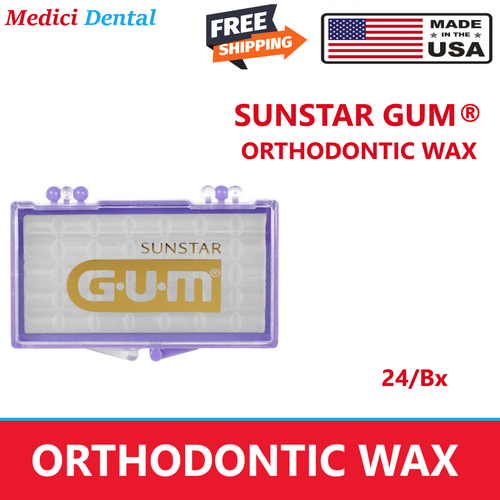 SUNSTAR GUM® ORTHODONTIC WAX Wax, Mint, Vitamin E & Aloe, PreCut Cubes