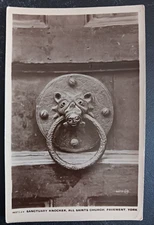 vtg postcard art England RPPC Sanctuary Knocker All Saints Church Pavement York