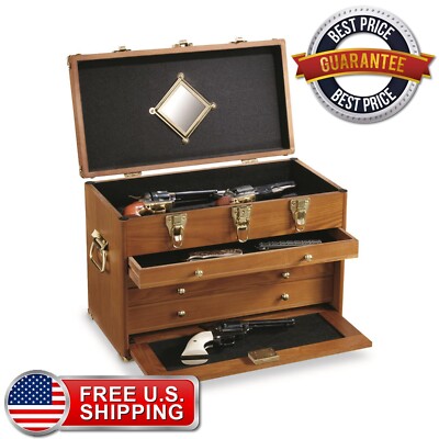 4-Drawer Collector's Chest Cabinet Hardwood Oak Display Organizer Contemporary