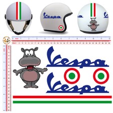 Vespa adesivi casco ippopotamo strisce italia sticker helmet italian flag 6 pz.