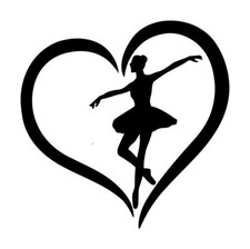 Ballerina Heart Decal 2 5"x5" Choose Color