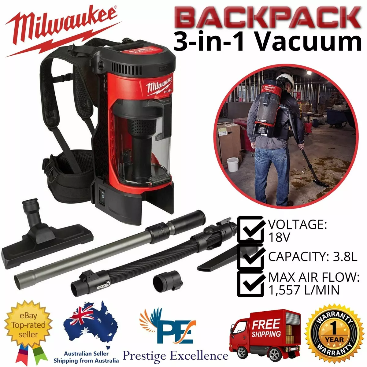 Milwaukee backpack sale vacuum cleaner