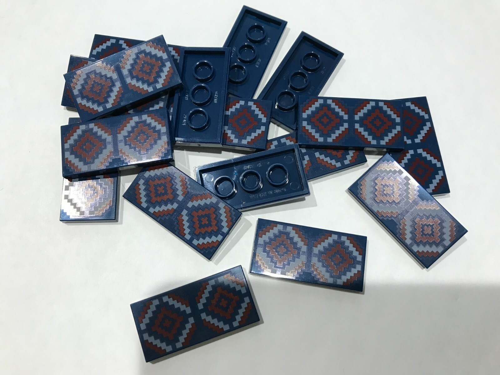 Red Lego Rug LEGO-NEW-#87079pb1034-TILE 2 X 4-GEOMETRIC RED/BLUE RUG PATTERN-10 ...