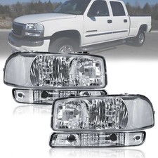 For 1999-2007 Gmc Sierra 1500 2500 Headlights Assembly Chrome Housing Lamp Clear For 1999-2007 Gmc Sierra 1500 2500 Headlights Assembly Chrome Housing Lamp Clear