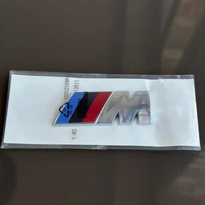 NEU BMW M Emblem Logo Heckklappe Schriftzug Badge Aufkleber Chrom Silber 55x20MM