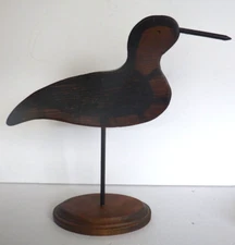 Vintage Sandpiper Wood Hand Carved Painted & Signed By Artist LD 10 3/4" High