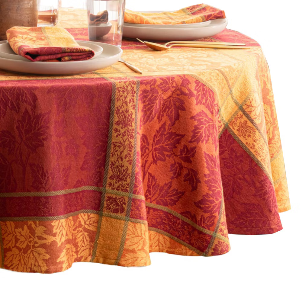 Maplewood Jacquard Harvest Cotton Tablecloth - Multicolor - 60x84 Oval - Elrene