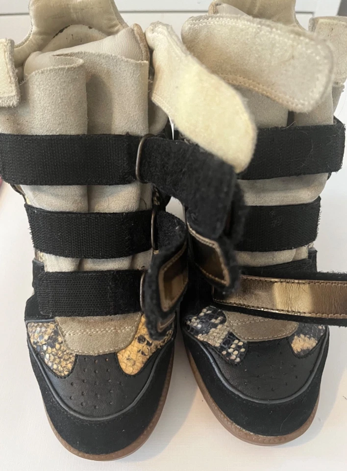 Isabel Marant Gamuza Y Pitón Cuero Repujado Bekett Cuña Sneak Foto 4 de 4