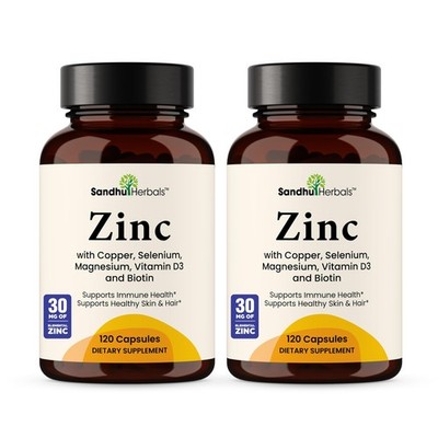 Zinc 30mg With Copper, Selenium & Vitamin D3 | 240 Capsules | Magnesium, Vita...