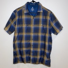 Kuhl Response Shirt Blue Yellow Plaid Short Sleeve Button Up Men's M Outdoors