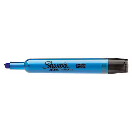 Sharpie 25010B Smear Guard Highlighter, Chisel Tip Blue Pk12