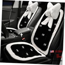 Fuzzy Bow Car Seat Covers, Cute Warm Front Car Seat Cushions Set, 6 Pieces
