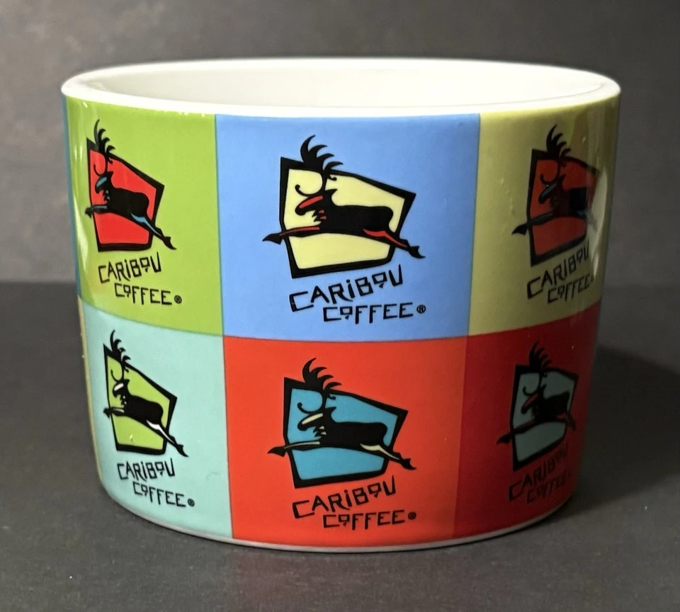 Caribou Coffee Multi-Color Patchwork Squares Logo 13oz Ceramic Coffee Cup Mug - Image 2 of 4