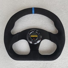 Momo Black Suede Leather D Shape Street Sport Steering Wheel 320mm 12.5in Bslblb