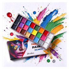 20-Color Oil-Based Face Body Paint Palette - High Pigment Cream Makeup