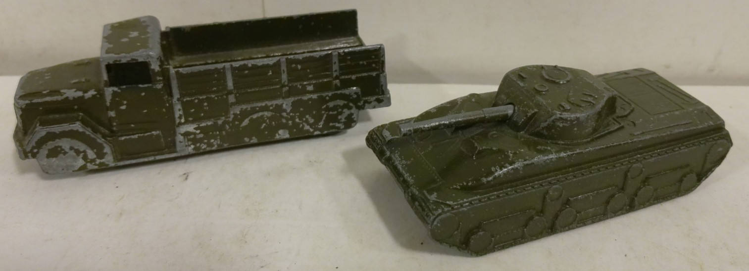 Vintage Lot Of 2 Midgetoy Army Truck And Tank Lot A