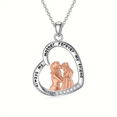 Modeschmuck ''Always My Mother Forever My Friend'' Halskette Zweifarbiger Anhänger