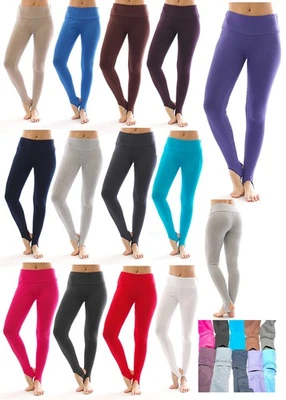 Thermo Fleece hoher Bund mit Steg Leggings Hose hinter Ferse Baumwolle - Bild 1 von 4