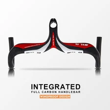 Bike Carbon Road Handlebar 3K Gloss Ultra light Integrated Stem Drop Handlebar