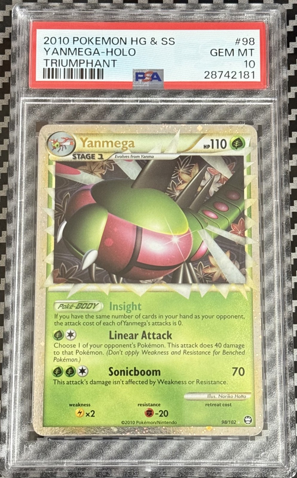 2010 Pokemon HGSS Triumphant # 98 Yanmega Holo PSA 10 Card GEM MINT! Ultra Rare!