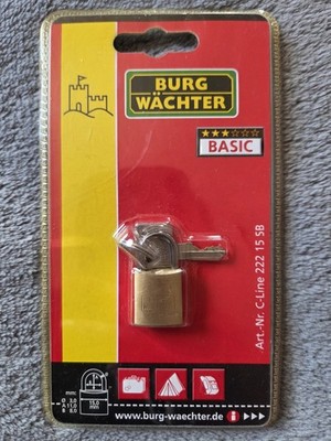 BURG WÄCHTER C-Line 222 15 SB Bügelschloss Vorhängeschloss Messing 2 Schlüssel