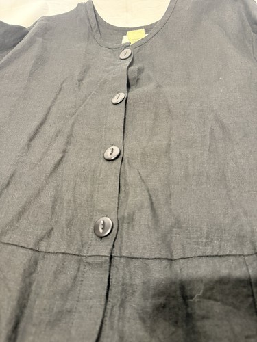 Flachs By Jeanne Engelhart Schwarz Leinen Crop Schößchen Top Medium Lagenlook - Bild 5 von 8