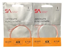 SCIENTIFIC ANGLERS ABSOLUTE EURO NYMPH LEADER X 2 PACKS- 13.5' - 4X - 140461