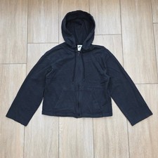 Nike Hoodie Jacket Womens XS Washed Black Full Zip Cropped Streetwear Casual