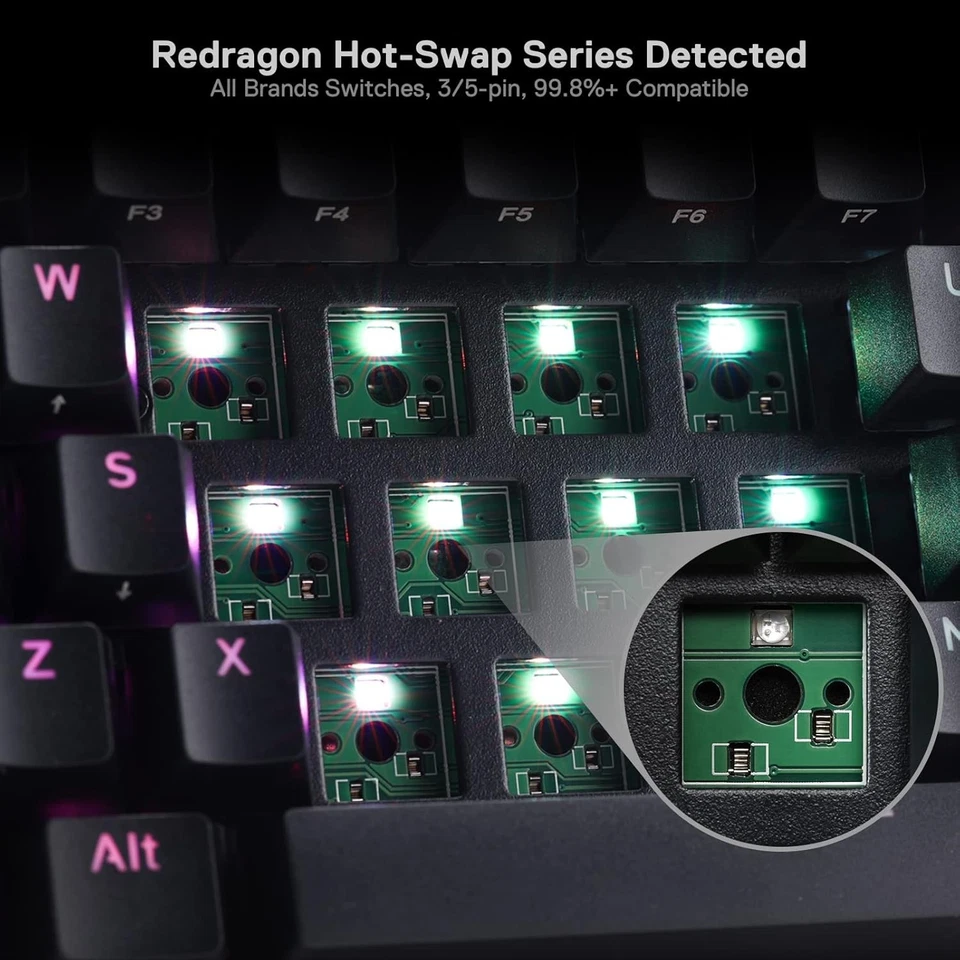 Redragon K530 Pro Draconic 60% Wireless RGB Mechanical Brown Switch, Black  - Image 3 of 4