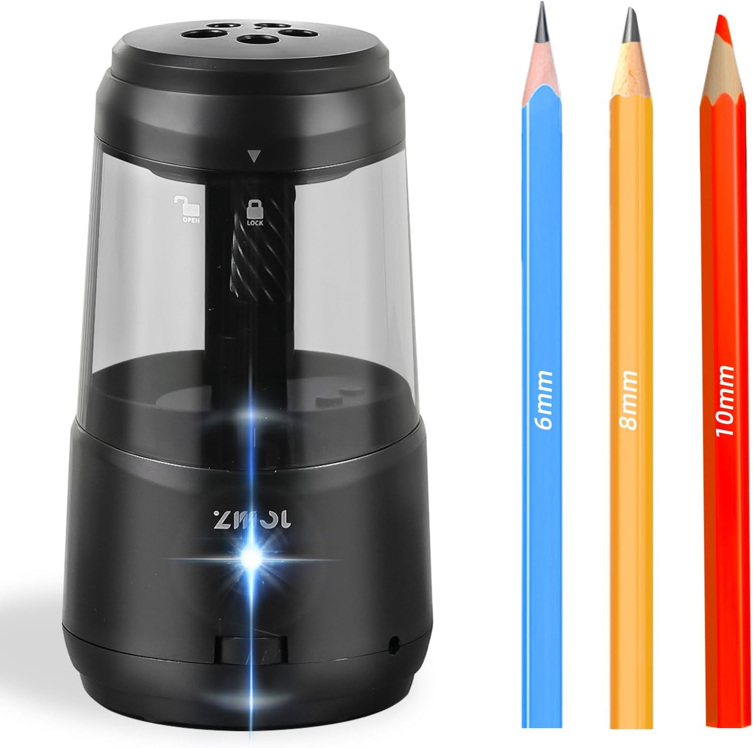 ZMOL Electric Pencil Sharpener with Helical Blade, Auto Stop, 5-Speed Adjustment