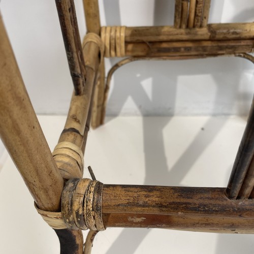 Bamboo Square Palm Beach Split Burnt VTG plant stand Tortiseshell 22” MCM - Picture 10 of 12