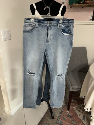ROLLA S Tim Slim Denim Jeans Mens 36x32 Light wash distressed Knee Slim Fit