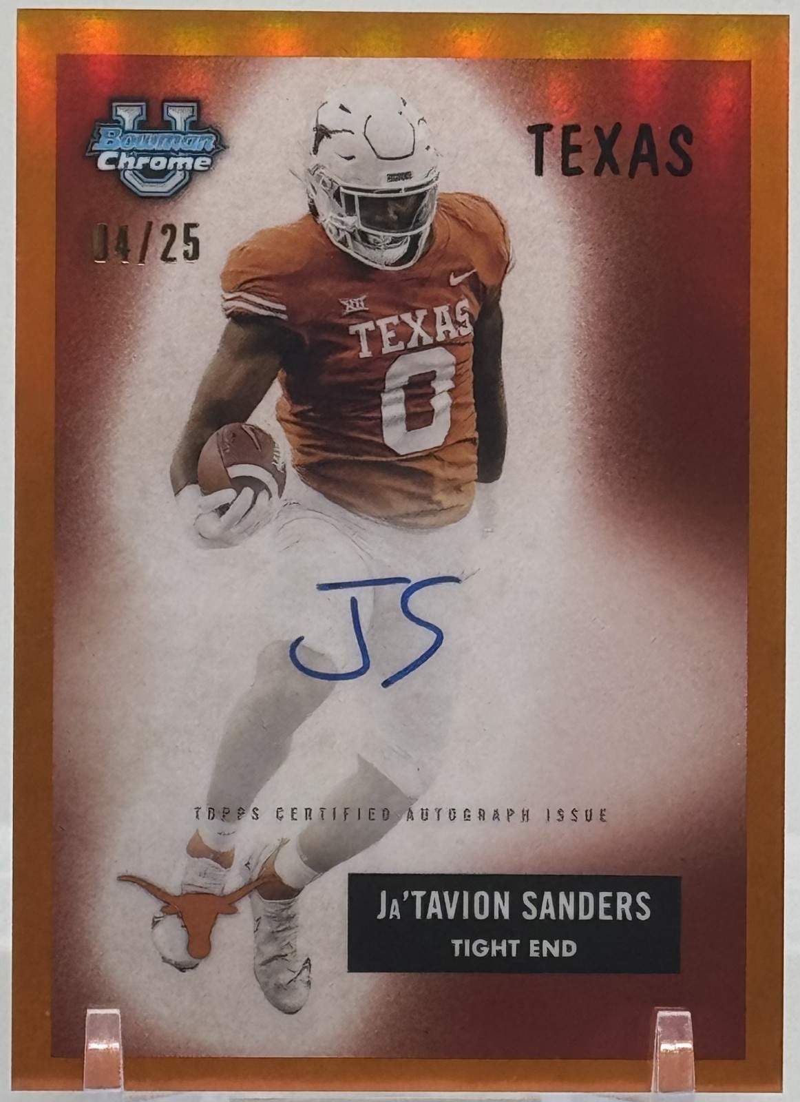 2023 Bowman University Chrome Ja'Tavion Sanders 1955 Bowman Orange Auto /25