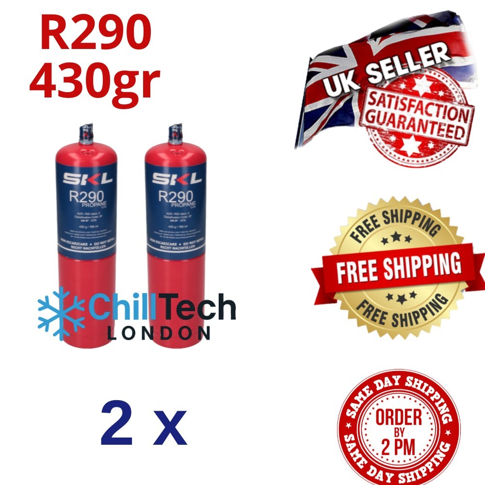 2x R290 Gewerbe Kühl-Gefrierkombination Gas 430g für Tefcold Gramm Polar