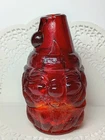 DAMAGED CHIPPED  80's Fenton Ruby Red Glass Santa Claus Fairy Lamp Candle Holder