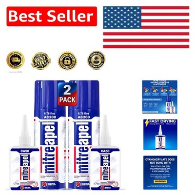 Quick-Cure CA Glue & Activator Set - Perfect for Crafting and Repairs, 2-Pack