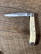 Schrade Scrimshaw U.S.A. SC503 Pickerel Fish Vintage Trapper Knife