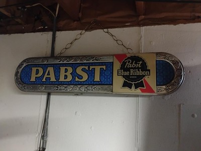 VINTAGE PABST BLUE RIBBON LIGHT UP BEER SIGN 37 X 8.25 