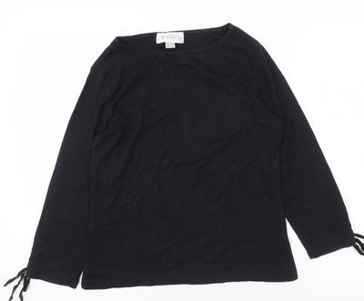 Casual Corner Annex Damen Schwarz Baumwolle U-Boot Ausschnitt Langarm Pullover M
