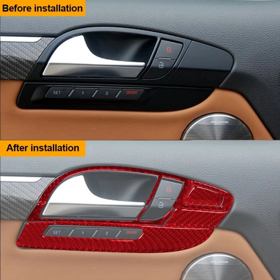 Real Carbon Fiber For Audi Q7 2007-2015 Inner Door Handle Panel Frame Sticker Foto 3 de 4