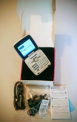 Rare Working Alcatel OT-808A Flip Phone Square - Chrome -Charger