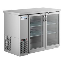 48" Stainless Steel Counter Height Narrow Glass Door Back Bar Refrigerator with